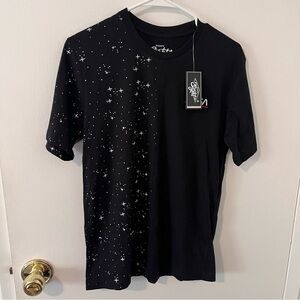 NWT NASA Eighty Eight Brand Black Space Split Embroidered Tee Starry Unisex S